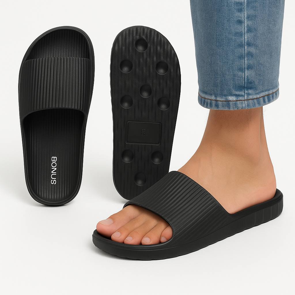 Black AirLite Sports Slippers for Men | Stylish Comfort Wear | Daily Use slipper