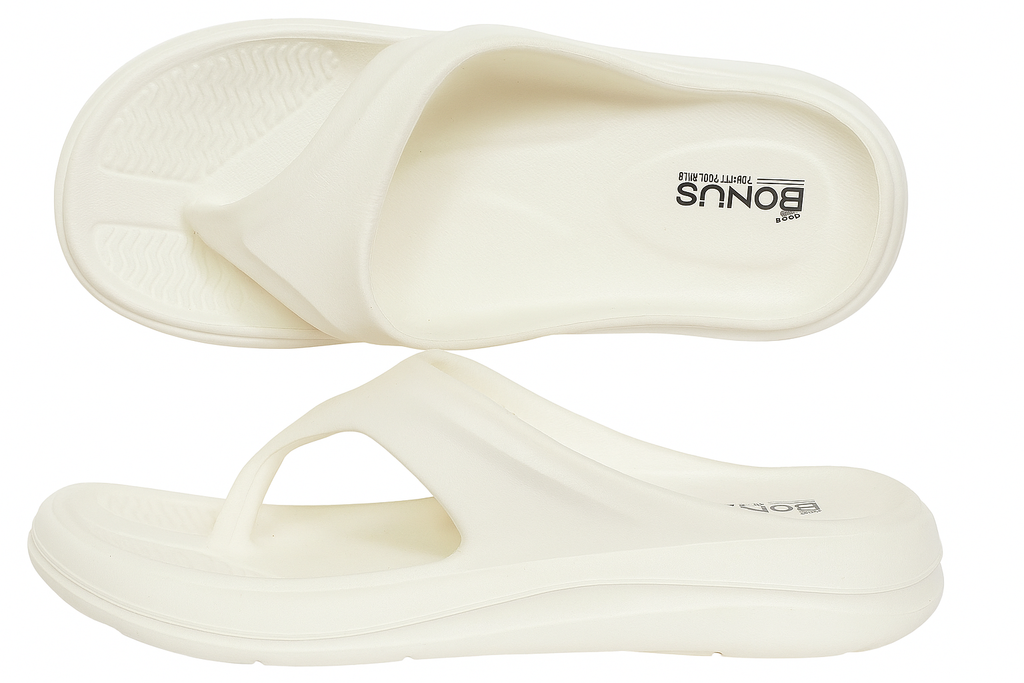 “BONUS White Soft Grip Men’s Daily Wear Slippers”